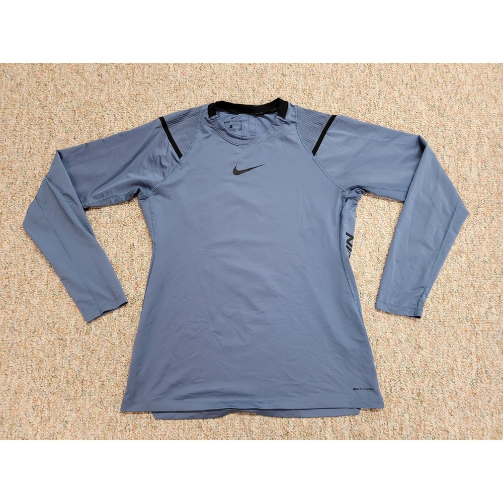 Nike AeroAdapt Shirt Mens Medium Blue Long Sleeve Training Top Sportswear Active
